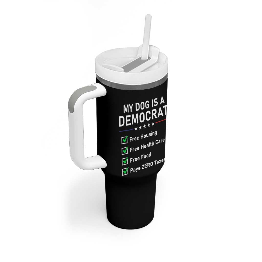 My Dog Is A Democrat Satirical Checklist Tumbler With Handle Funny Conservative Humor Dog Owner Gifts