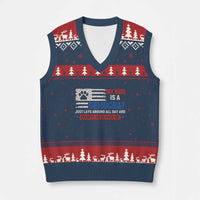 My Dog Is A Democrat American Paw Flag Patriotic V-Neck Knit Sweater Vest Just Lays Around Expects To Be Fed Conservative Humor Dog Owner