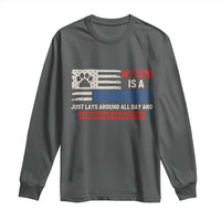 My Dog Is A Democrat American Paw Flag Patriotic Long Sleeve Shirt Just Lays Around Expects To Be Fed Conservative Humor Dog Owner
