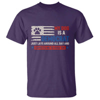 My Dog Is A Democrat American Paw Flag Patriotic T Shirt Just Lays Around Expects To Be Fed Conservative Humor Dog Owner
