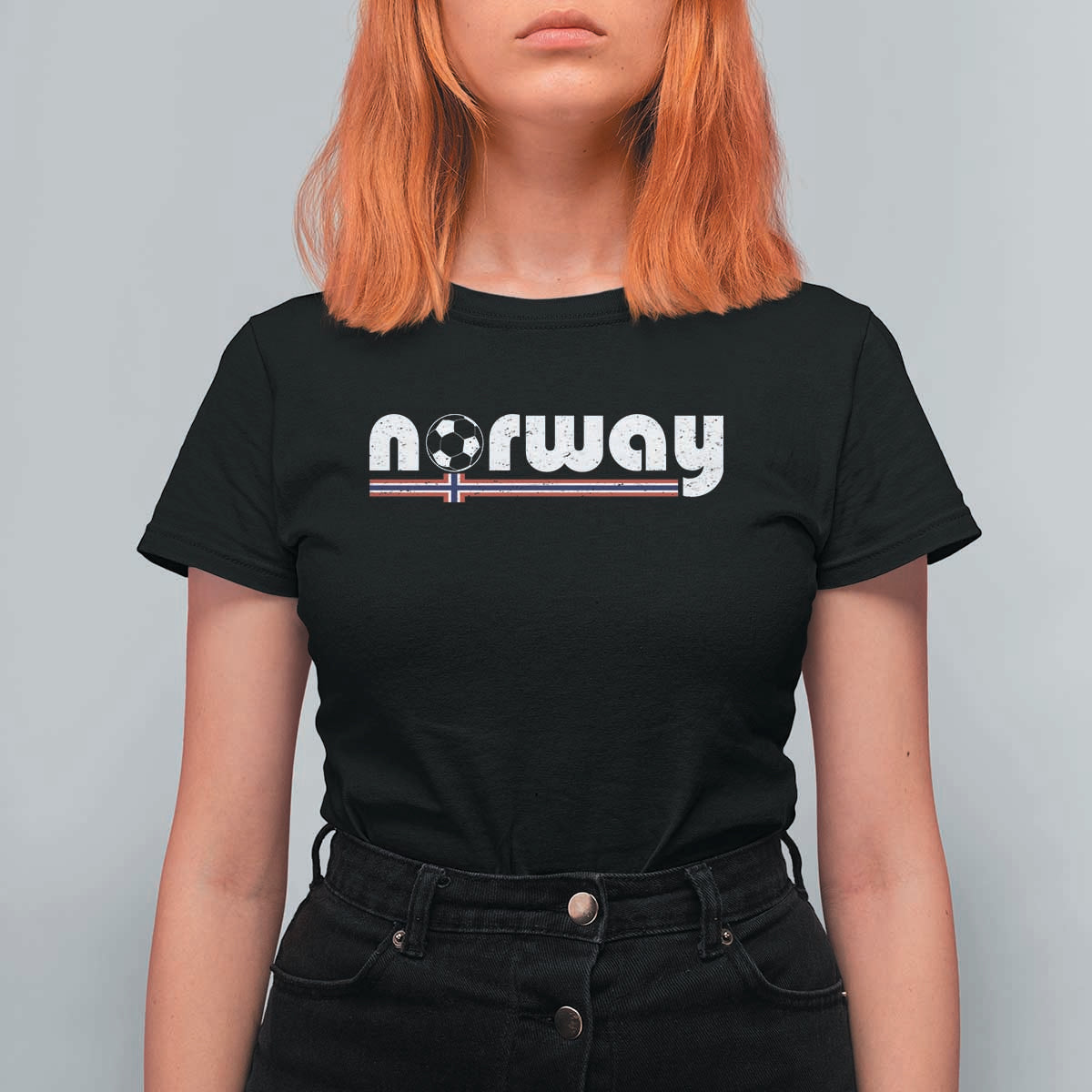 Classic Norway Soccer Vintage Norwegian Flag T Shirt For Women Football Fans Support