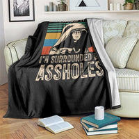 Funny I Knew It Im Surrounded by Axxholes Sci-fi Parody Throw Blanket Retro Sunset Space Vintage 1980s Movie Quote Inspo Meme