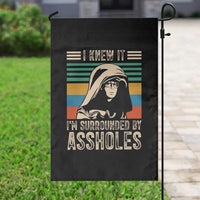 Funny I Knew It Im Surrounded by Axxholes Sci-fi Parody Garden Flag Retro Sunset Space Vintage 1980s Movie Quote Inspo Meme