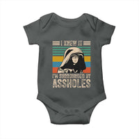 Funny I Knew It Im Surrounded by Axxholes Sci-fi Parody Baby Onesie Retro Sunset Space Vintage 1980s Movie Quote Inspo Meme