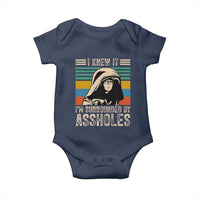 Funny I Knew It Im Surrounded by Axxholes Sci-fi Parody Baby Onesie Retro Sunset Space Vintage 1980s Movie Quote Inspo Meme