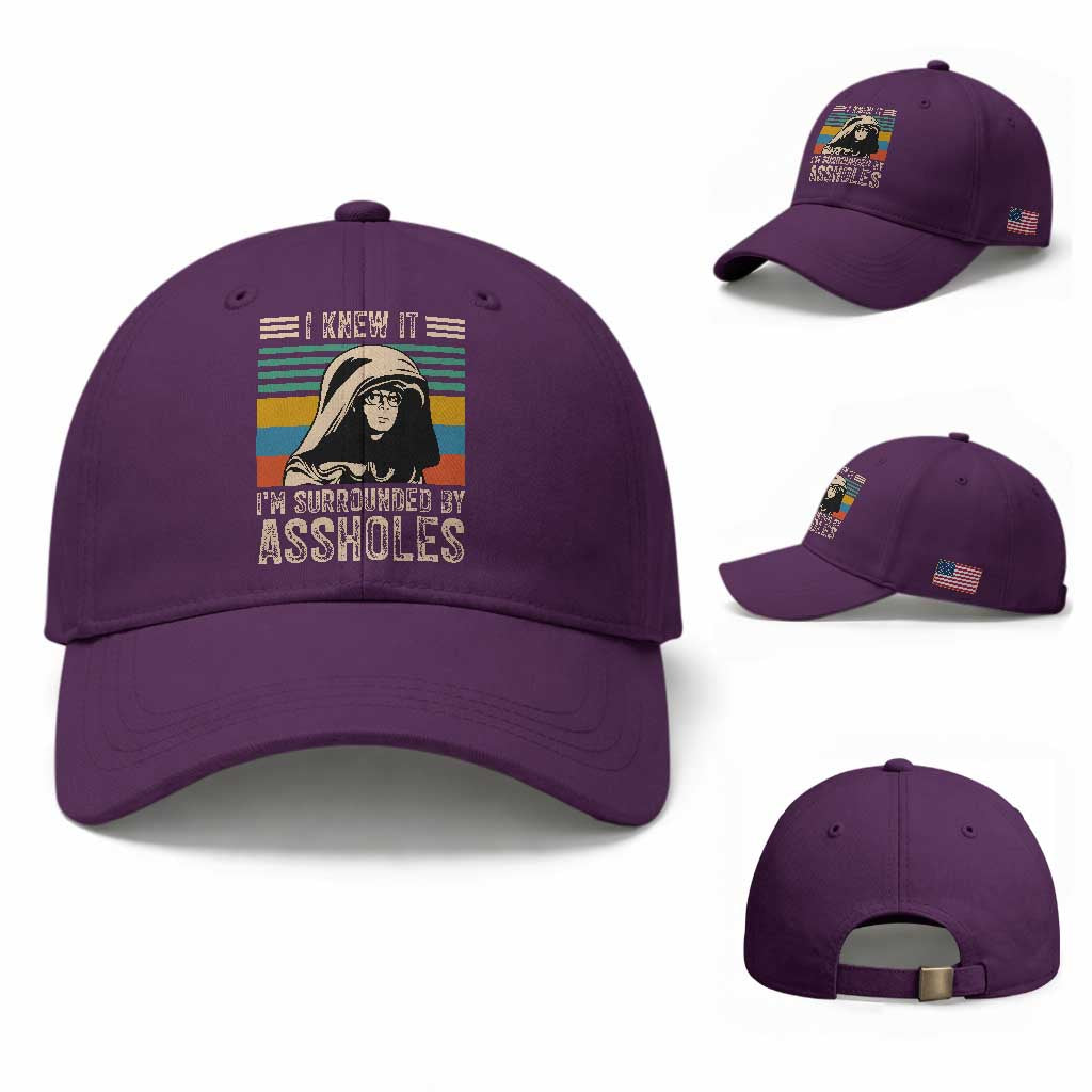 Funny I Knew It Im Surrounded by Axxholes Sci-fi Parody Baseball Cap Retro Sunset Space Vintage 1980s Movie Quote Inspo Meme