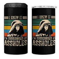 Funny I Knew It Im Surrounded by Axxholes Sci-fi Parody 4 in 1 Can Cooler Tumbler Retro Sunset Space Vintage 1980s Movie Quote Inspo Meme