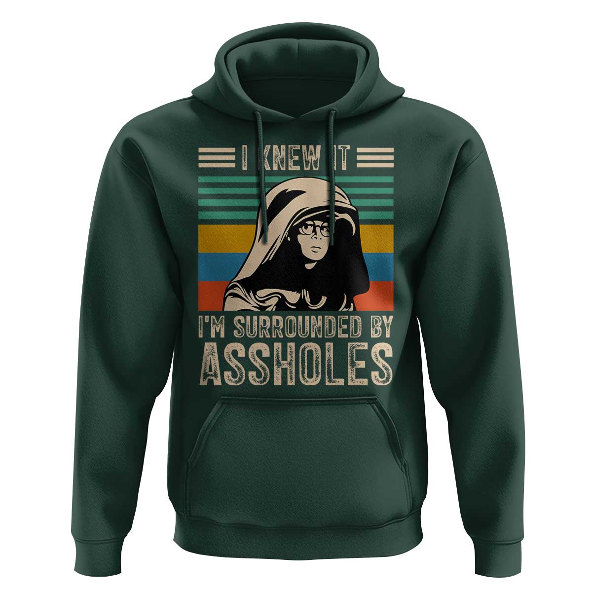 Funny I Knew It Im Surrounded by Axxholes Sci-fi Parody Hoodie Retro Sunset Space Vintage 1980s Movie Quote Inspo Meme