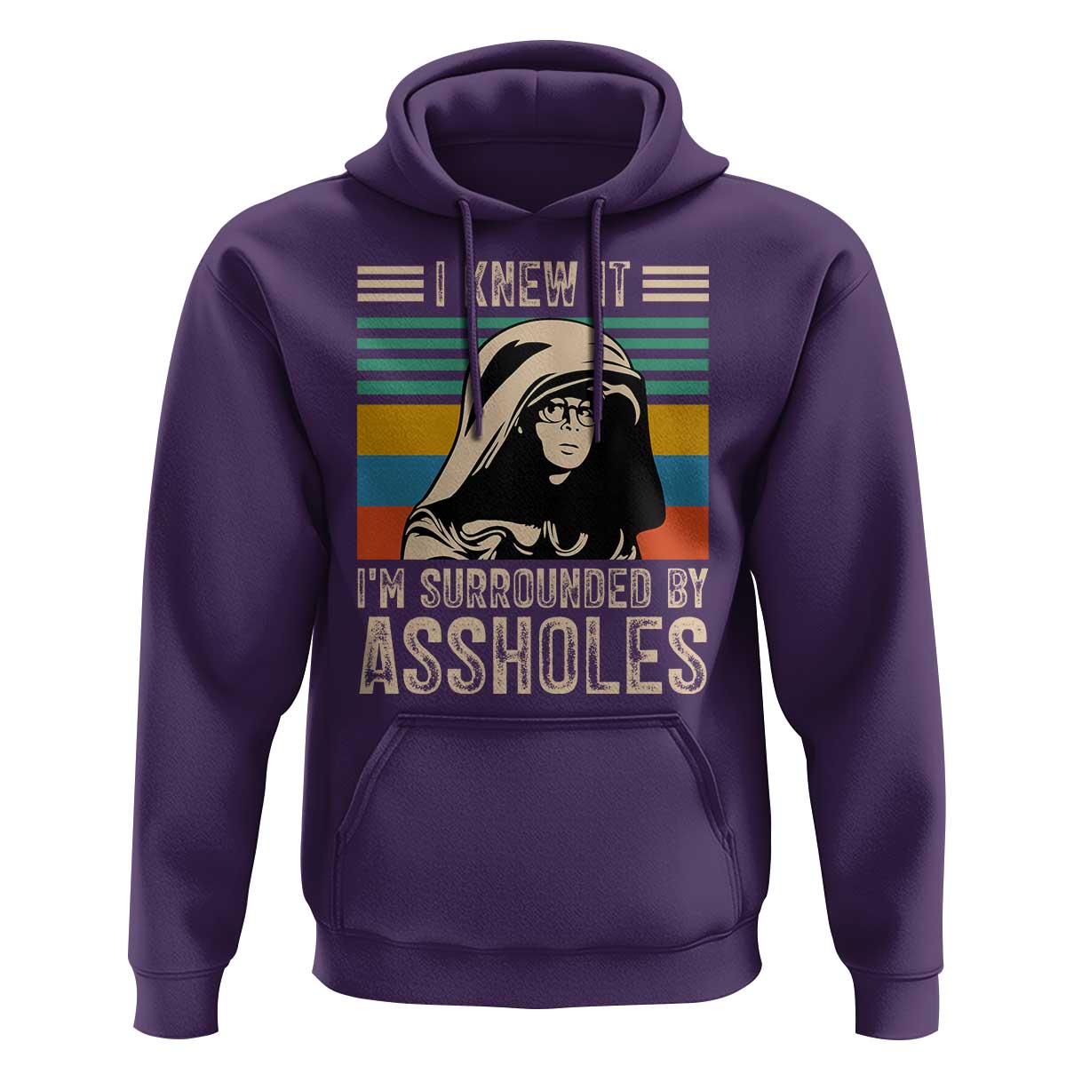 Funny I Knew It Im Surrounded by Axxholes Sci-fi Parody Hoodie Retro Sunset Space Vintage 1980s Movie Quote Inspo Meme