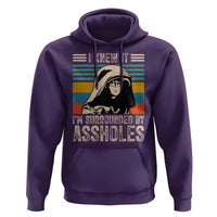Funny I Knew It Im Surrounded by Axxholes Sci-fi Parody Hoodie Retro Sunset Space Vintage 1980s Movie Quote Inspo Meme