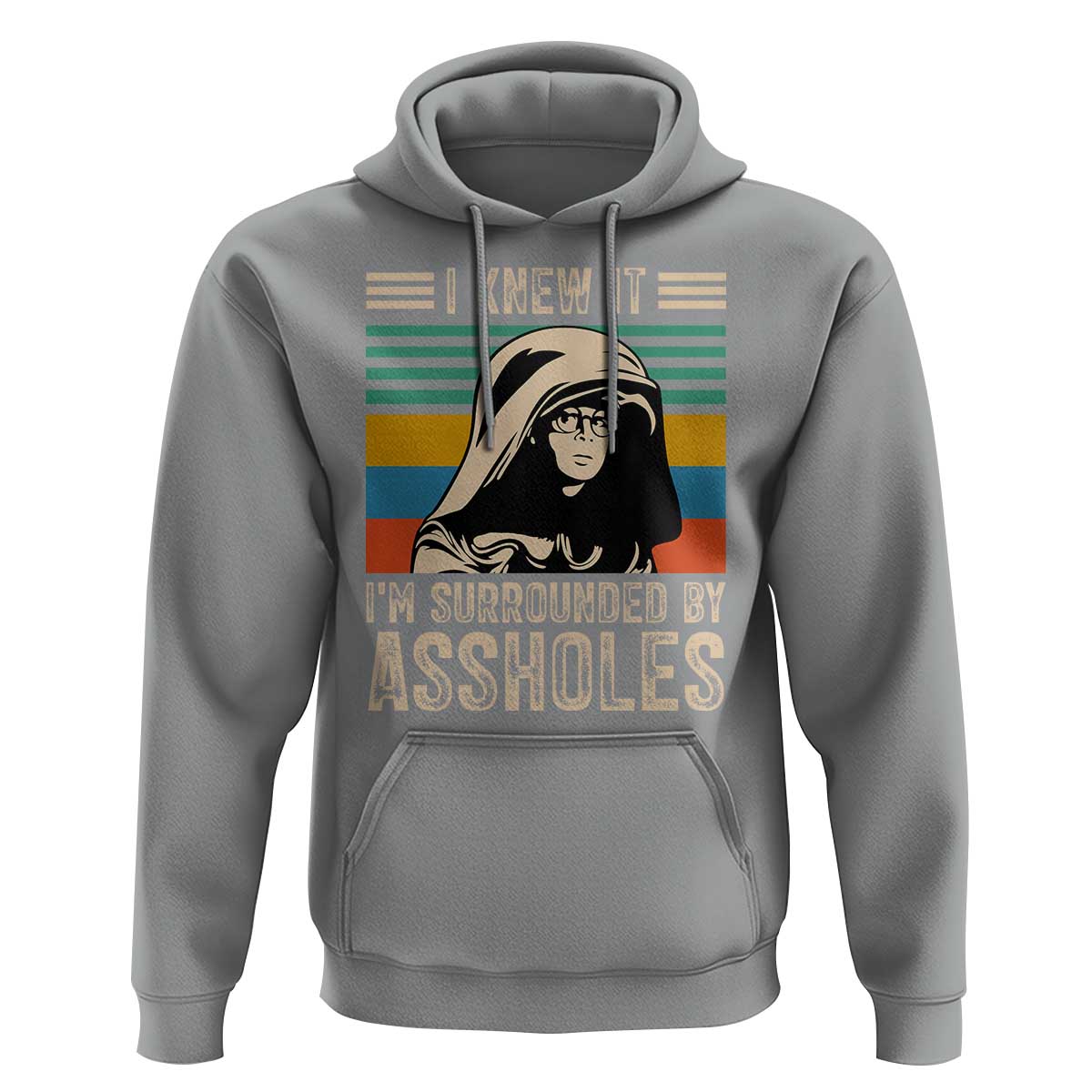 Funny I Knew It Im Surrounded by Axxholes Sci-fi Parody Hoodie Retro Sunset Space Vintage 1980s Movie Quote Inspo Meme