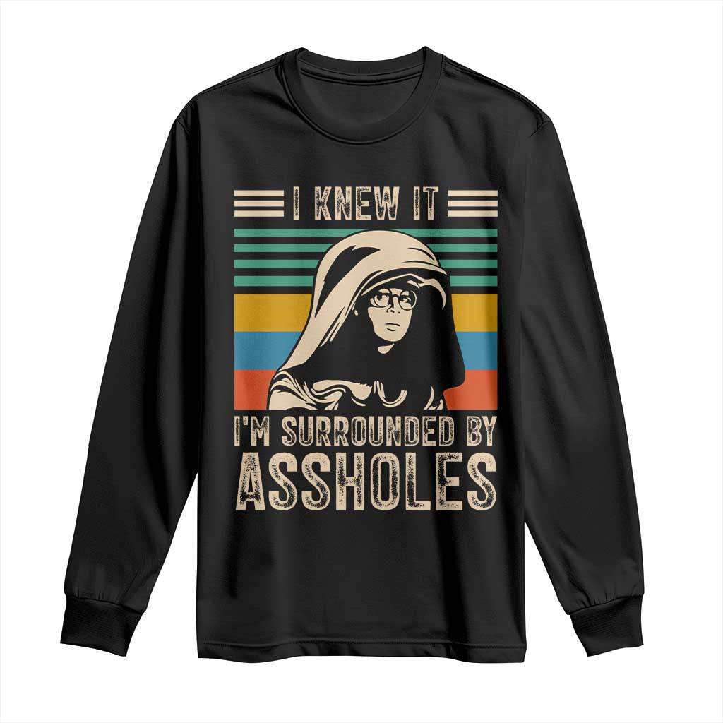 Funny I Knew It Im Surrounded by Axxholes Sci-fi Parody Long Sleeve Shirt Retro Sunset Space Vintage 1980s Movie Quote Inspo Meme