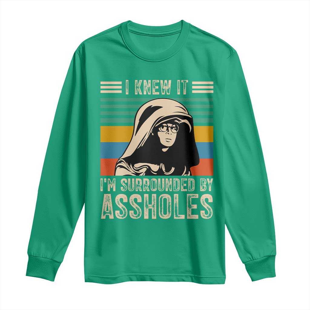 Funny I Knew It Im Surrounded by Axxholes Sci-fi Parody Long Sleeve Shirt Retro Sunset Space Vintage 1980s Movie Quote Inspo Meme