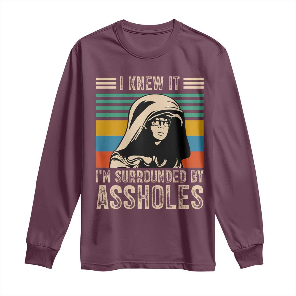 Funny I Knew It Im Surrounded by Axxholes Sci-fi Parody Long Sleeve Shirt Retro Sunset Space Vintage 1980s Movie Quote Inspo Meme