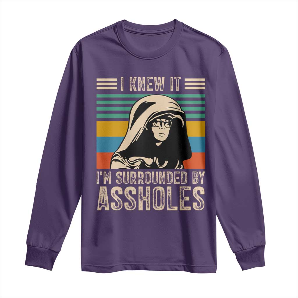 Funny I Knew It Im Surrounded by Axxholes Sci-fi Parody Long Sleeve Shirt Retro Sunset Space Vintage 1980s Movie Quote Inspo Meme
