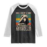 Funny I Knew It Im Surrounded by Axxholes Sci-fi Parody Raglan Shirt Retro Sunset Space Vintage 1980s Movie Quote Inspo Meme