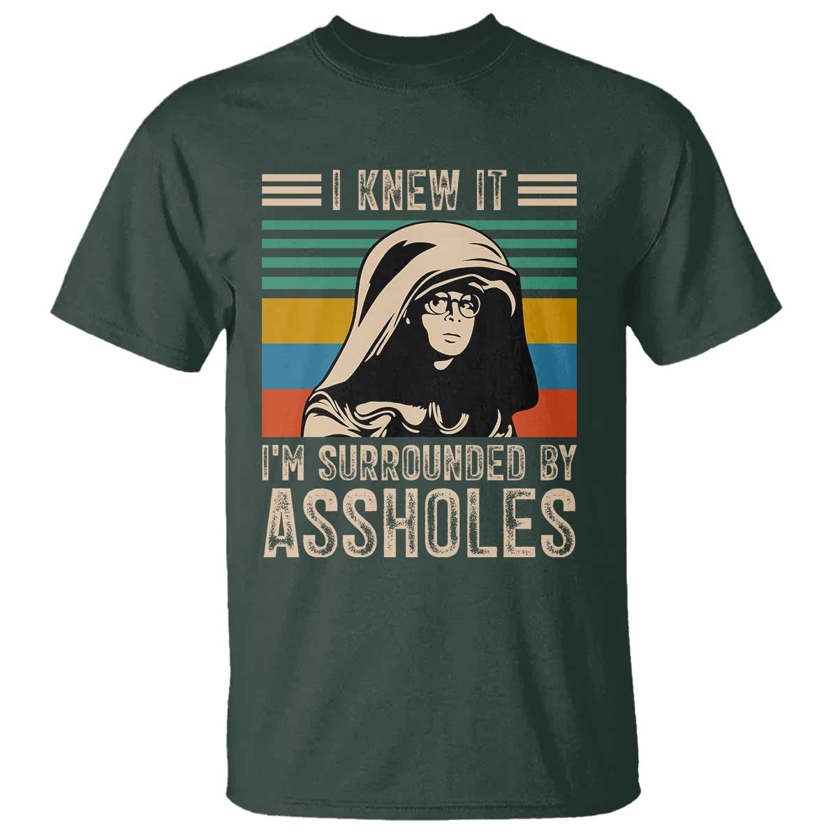 Funny I Knew It Im Surrounded by Axxholes Sci-fi Parody T Shirt Retro Sunset Space Vintage 1980s Movie Quote Inspo Meme