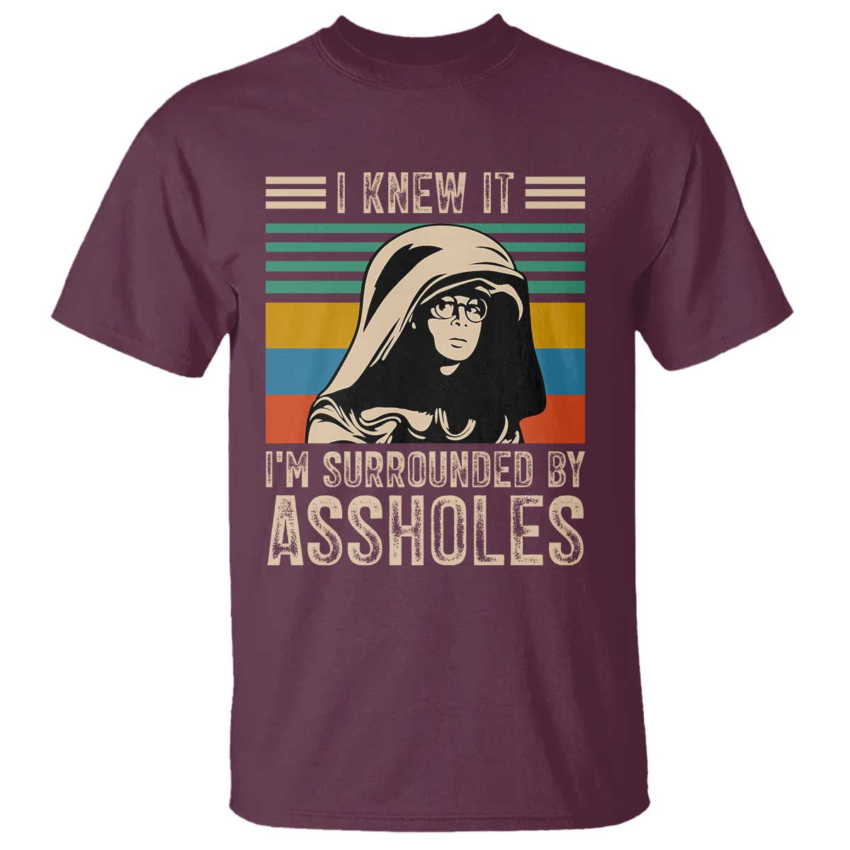 Funny I Knew It Im Surrounded by Axxholes Sci-fi Parody T Shirt Retro Sunset Space Vintage 1980s Movie Quote Inspo Meme
