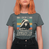 Funny I Knew It Im Surrounded by Axxholes Sci-fi Parody T Shirt For Women Retro Sunset Space Vintage 1980s Movie Quote Inspo Meme