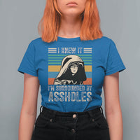 Funny I Knew It Im Surrounded by Axxholes Sci-fi Parody T Shirt For Women Retro Sunset Space Vintage 1980s Movie Quote Inspo Meme