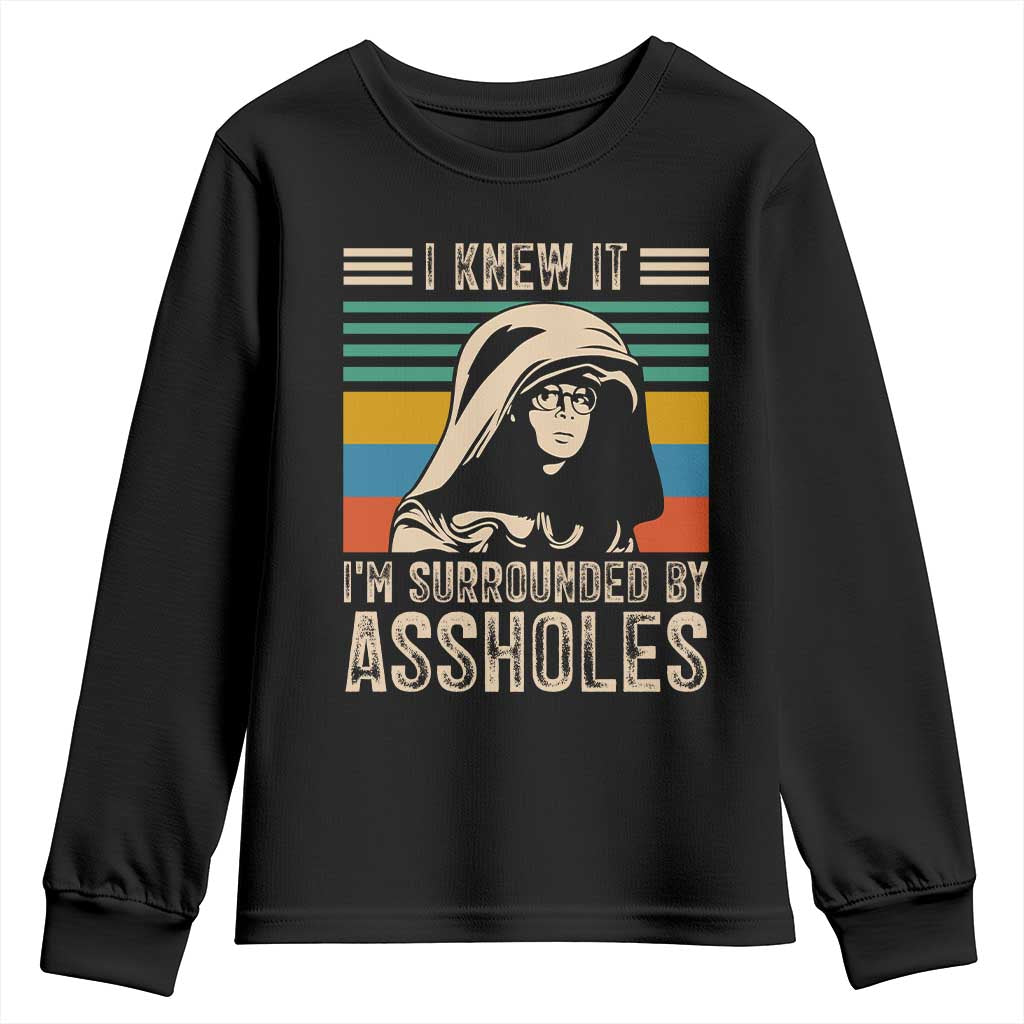 Funny I Knew It Im Surrounded by Axxholes Sci-fi Parody Youth Sweatshirt Retro Sunset Space Vintage 1980s Movie Quote Inspo Meme