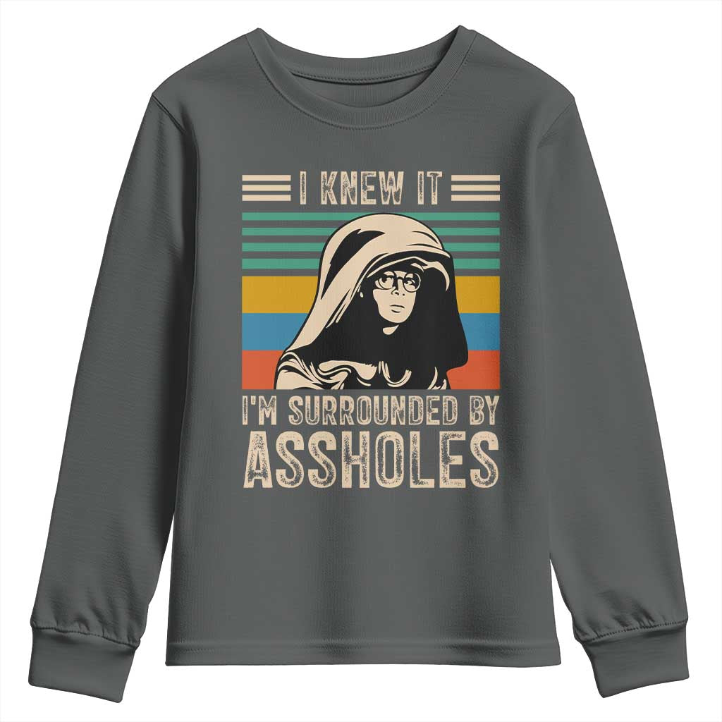 Funny I Knew It Im Surrounded by Axxholes Sci-fi Parody Youth Sweatshirt Retro Sunset Space Vintage 1980s Movie Quote Inspo Meme