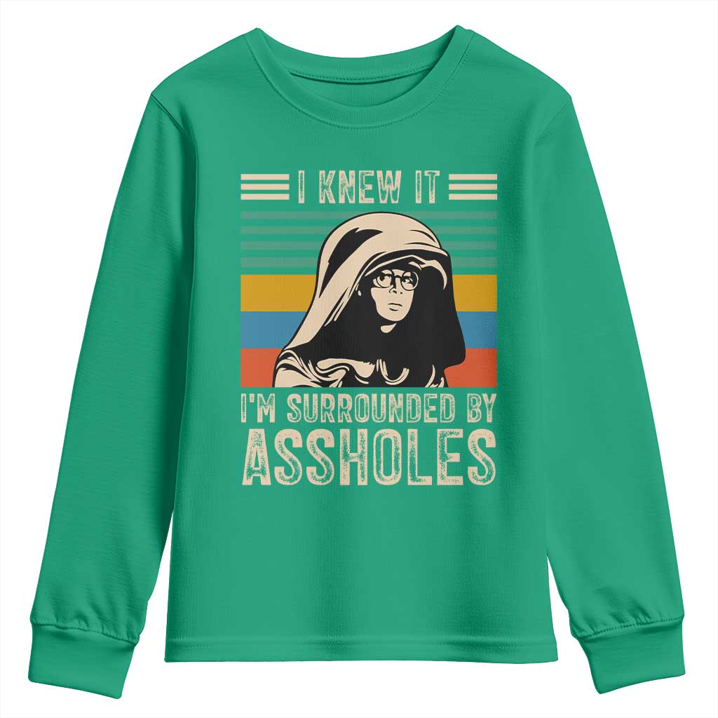 Funny I Knew It Im Surrounded by Axxholes Sci-fi Parody Youth Sweatshirt Retro Sunset Space Vintage 1980s Movie Quote Inspo Meme