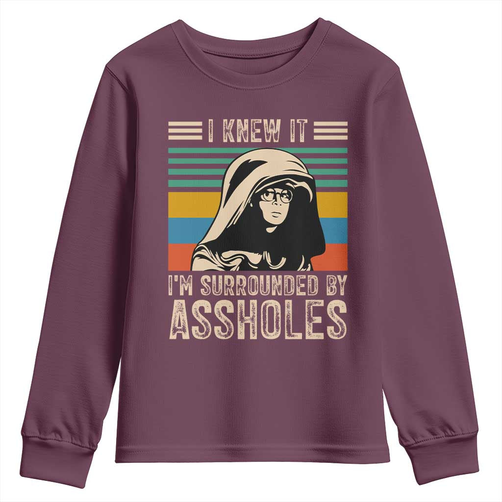 Funny I Knew It Im Surrounded by Axxholes Sci-fi Parody Youth Sweatshirt Retro Sunset Space Vintage 1980s Movie Quote Inspo Meme