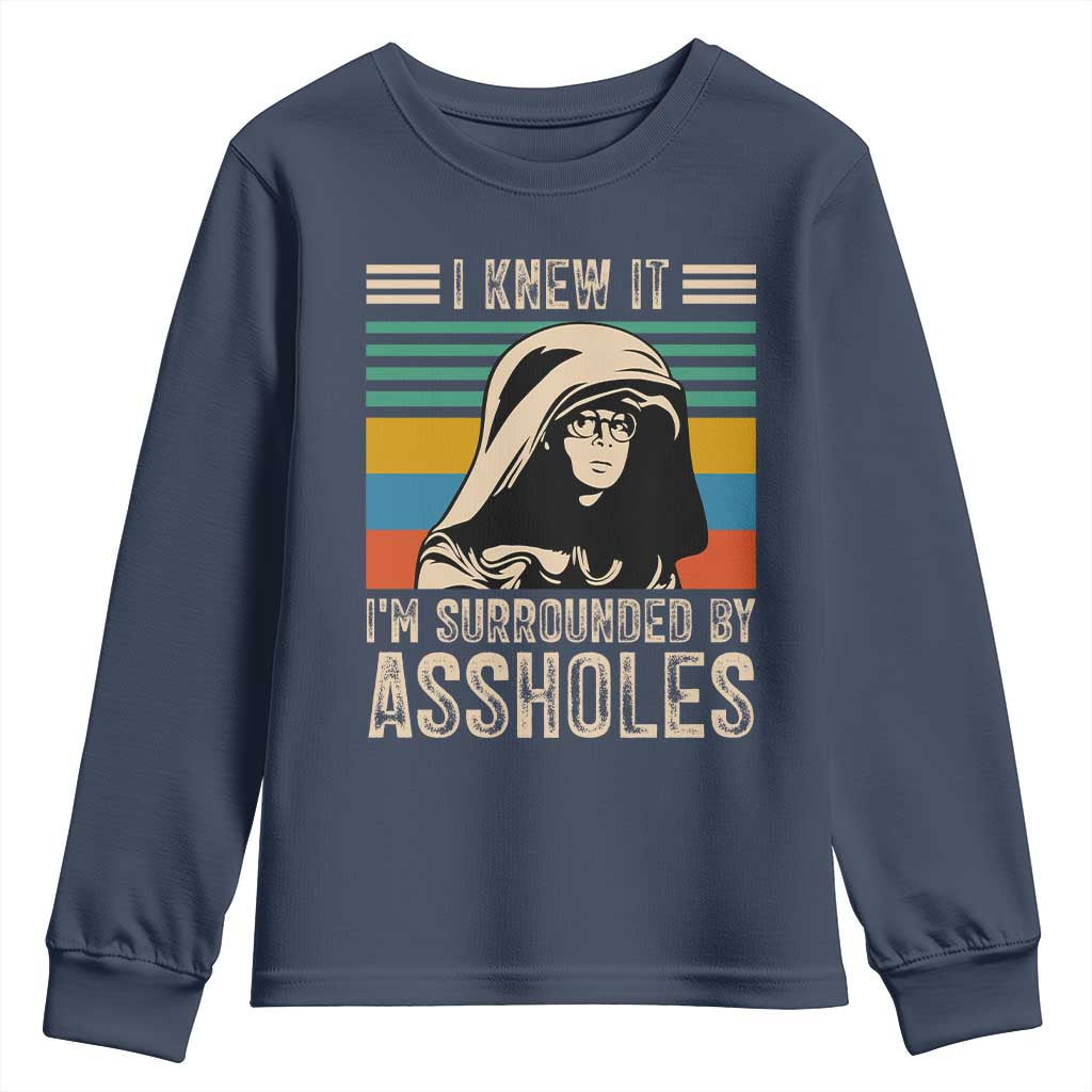 Funny I Knew It Im Surrounded by Axxholes Sci-fi Parody Youth Sweatshirt Retro Sunset Space Vintage 1980s Movie Quote Inspo Meme
