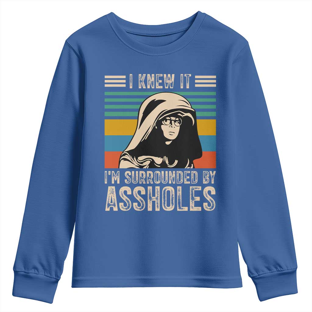 Funny I Knew It Im Surrounded by Axxholes Sci-fi Parody Youth Sweatshirt Retro Sunset Space Vintage 1980s Movie Quote Inspo Meme