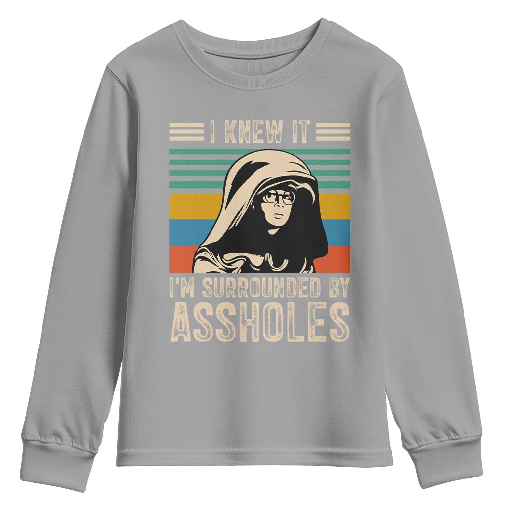 Funny I Knew It Im Surrounded by Axxholes Sci-fi Parody Youth Sweatshirt Retro Sunset Space Vintage 1980s Movie Quote Inspo Meme