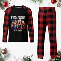 Two Fiddy Founding Fathers 1776 to 2026 Plaid Pajama Set Funny Benjamin Franklin and George Washington American Flag Semiquincentennial