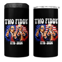Two Fiddy Founding Fathers 1776 to 2026 4 in 1 Can Cooler Tumbler Funny Benjamin Franklin and George Washington American Flag Semiquincentennial