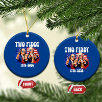 Two Fiddy Founding Fathers 1776 to 2026 Ceramic Ornament Funny Benjamin Franklin and George Washington American Flag Semiquincentennial