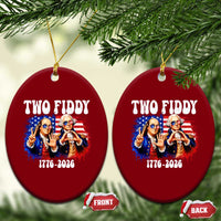 Two Fiddy Founding Fathers 1776 to 2026 Ceramic Ornament Funny Benjamin Franklin and George Washington American Flag Semiquincentennial