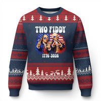 Two Fiddy Founding Fathers 1776 to 2026 Ugly Christmas Sweater Funny Benjamin Franklin and George Washington American Flag Semiquincentennial