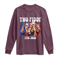 Two Fiddy Founding Fathers 1776 to 2026 Long Sleeve Shirt Funny Benjamin Franklin and George Washington American Flag Semiquincentennial