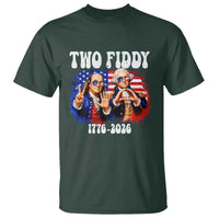 Two Fiddy Founding Fathers 1776 to 2026 T Shirt Funny Benjamin Franklin and George Washington American Flag Semiquincentennial