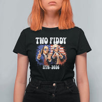 Two Fiddy Founding Fathers 1776 to 2026 T Shirt For Women Funny Benjamin Franklin and George Washington American Flag Semiquincentennial