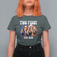 Two Fiddy Founding Fathers 1776 to 2026 T Shirt For Women Funny Benjamin Franklin and George Washington American Flag Semiquincentennial
