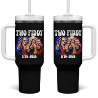 Two Fiddy Founding Fathers 1776 to 2026 Tumbler With Handle Funny Benjamin Franklin and George Washington American Flag Semiquincentennial