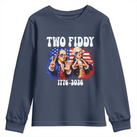 Two Fiddy Founding Fathers 1776 to 2026 Youth Sweatshirt Funny Benjamin Franklin and George Washington American Flag Semiquincentennial
