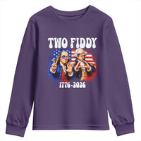 Two Fiddy Founding Fathers 1776 to 2026 Youth Sweatshirt Funny Benjamin Franklin and George Washington American Flag Semiquincentennial