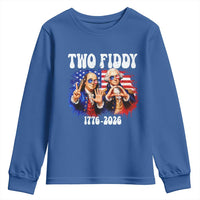 Two Fiddy Founding Fathers 1776 to 2026 Youth Sweatshirt Funny Benjamin Franklin and George Washington American Flag Semiquincentennial