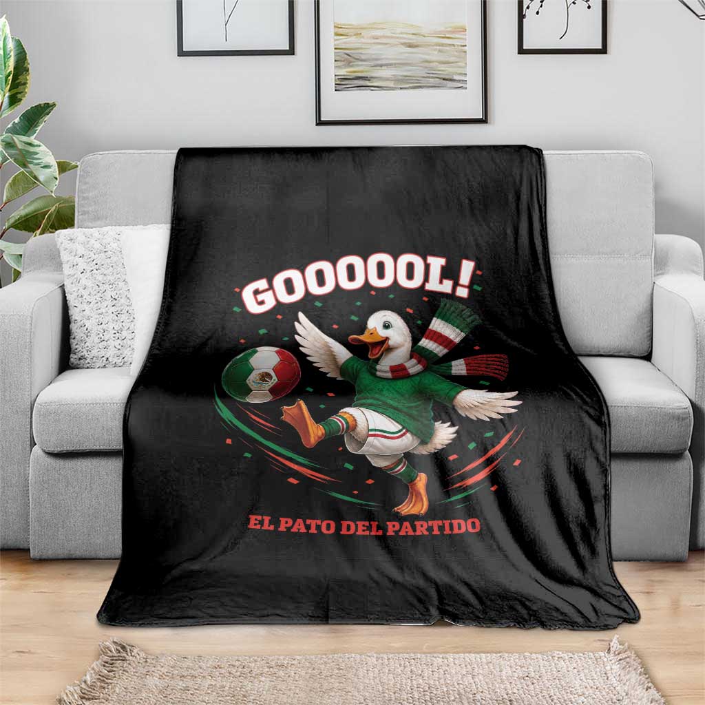Funny Merlin the Duck Mexico Soccer Supporter Throw Blanket El Pato Del Partido Goooool Football Fans