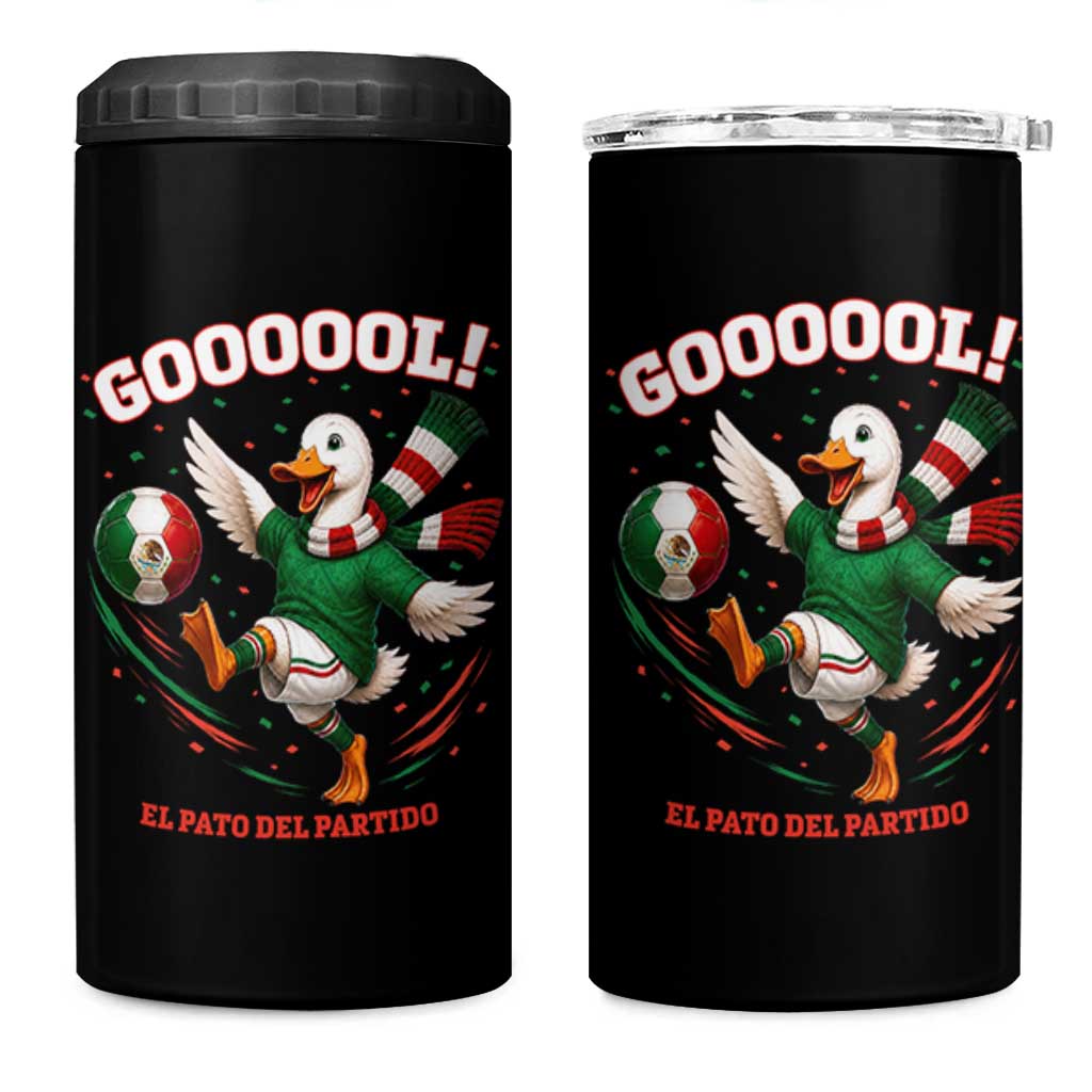 Funny Merlin the Duck Mexico Soccer Supporter 4 in 1 Can Cooler Tumbler El Pato Del Partido Goooool Football Fans