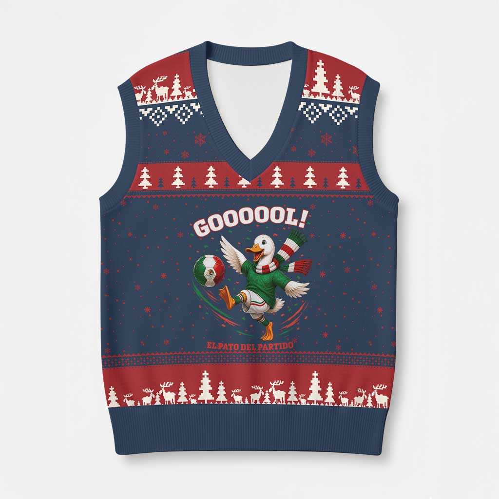 Funny Merlin the Duck Mexico Soccer Supporter V-Neck Knit Sweater Vest El Pato Del Partido Goooool Football Fans