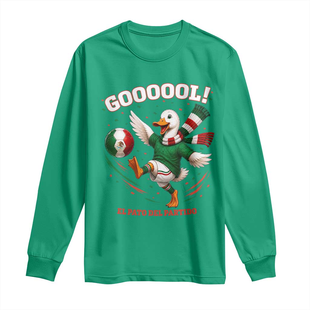 Funny Merlin the Duck Mexico Soccer Supporter Long Sleeve Shirt El Pato Del Partido Goooool Football Fans