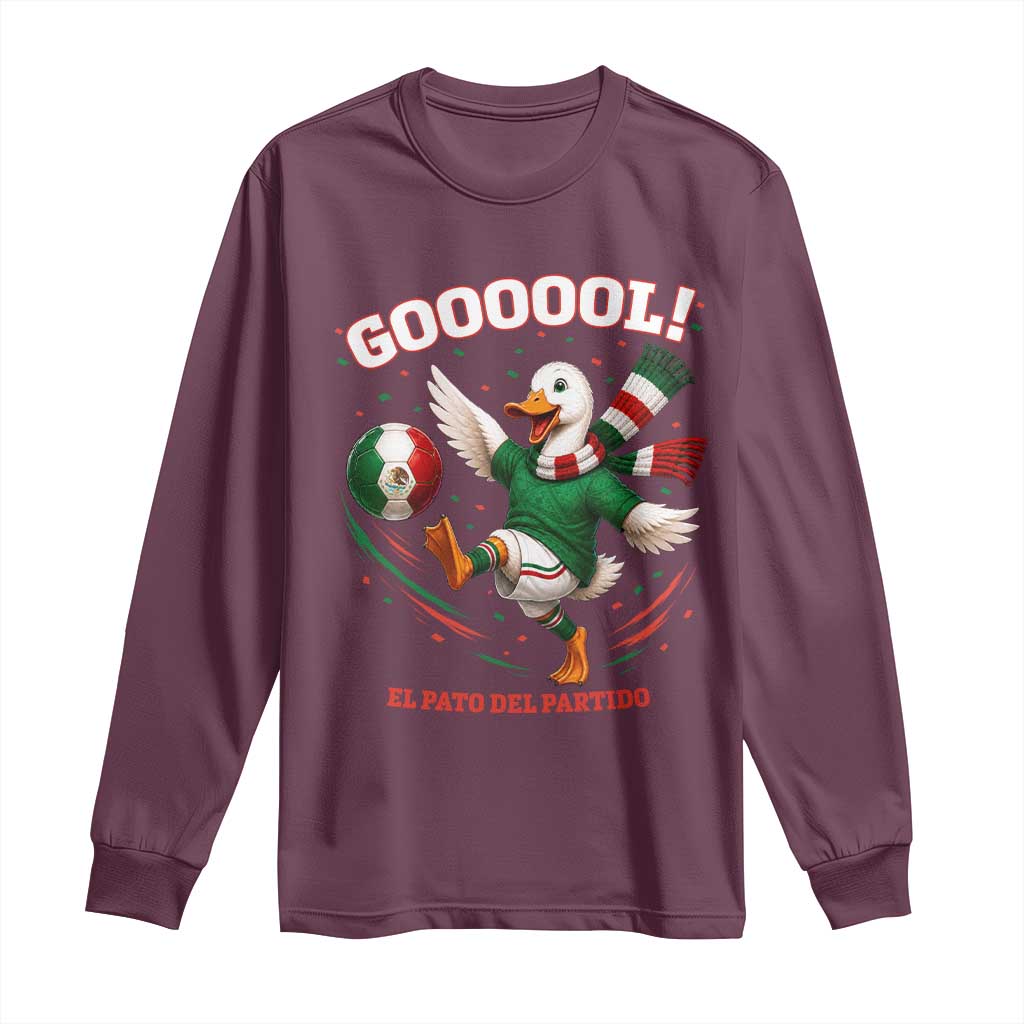 Funny Merlin the Duck Mexico Soccer Supporter Long Sleeve Shirt El Pato Del Partido Goooool Football Fans