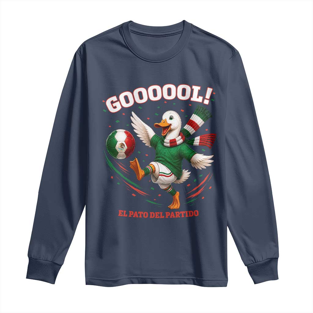 Funny Merlin the Duck Mexico Soccer Supporter Long Sleeve Shirt El Pato Del Partido Goooool Football Fans